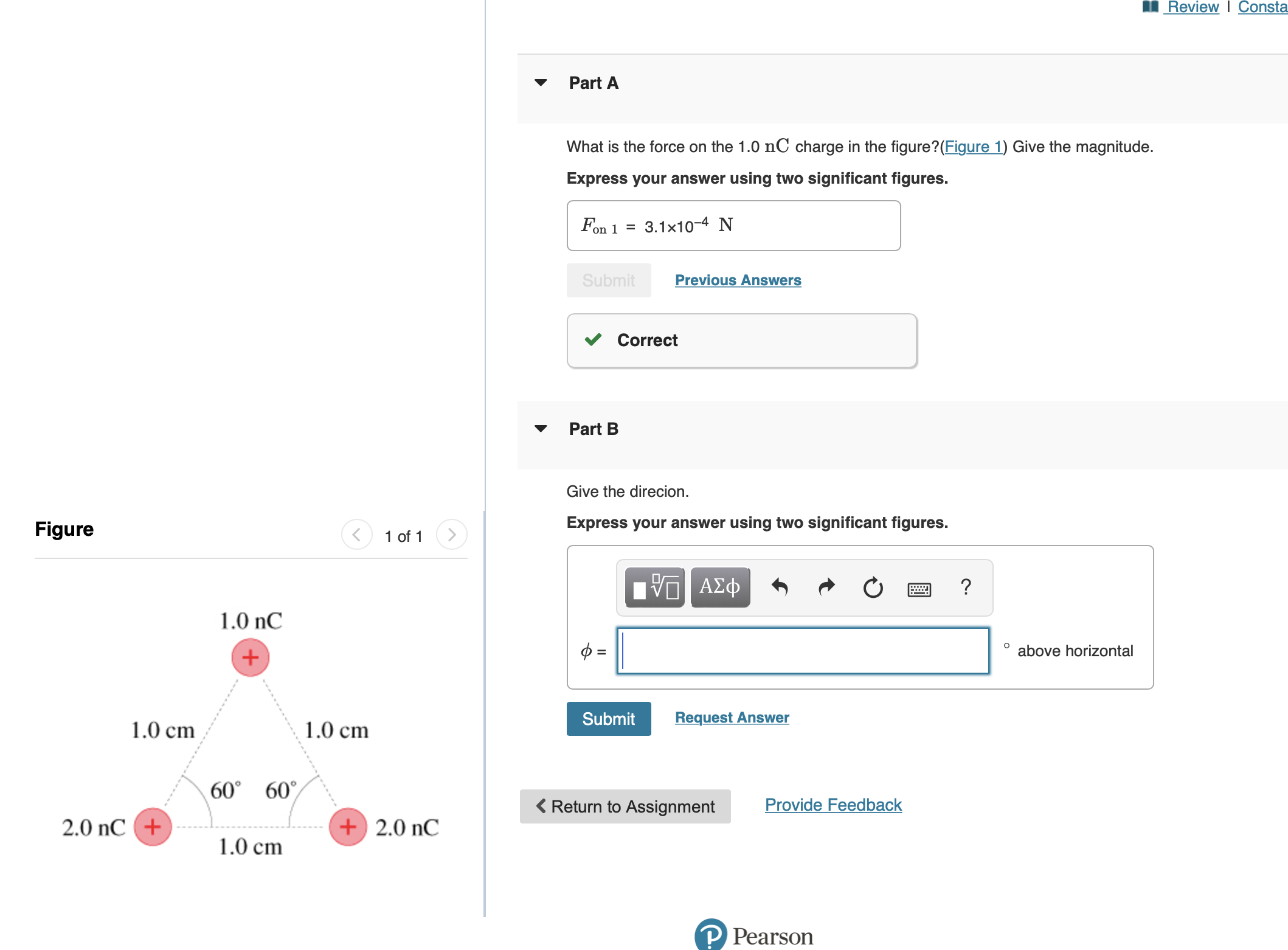  Review | Consta Part A What is the force on the
