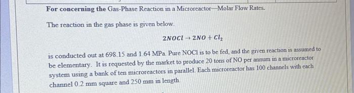 solve this by Mathlab and type code For concerning the Gas-Phase Reaction
