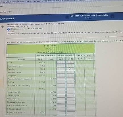  Gridamentais Assignment Question 7, Problem 4-A (book/static] Prits 514 Adational dats