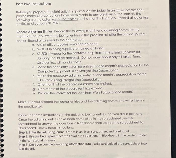 Electric Bikes. In the second part, the student will record the adjusting