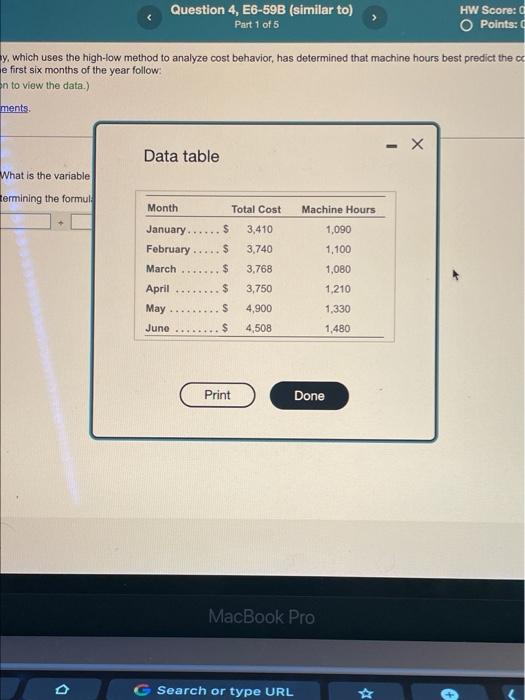  y, which uses the high-low method to analyze cost behavior, has