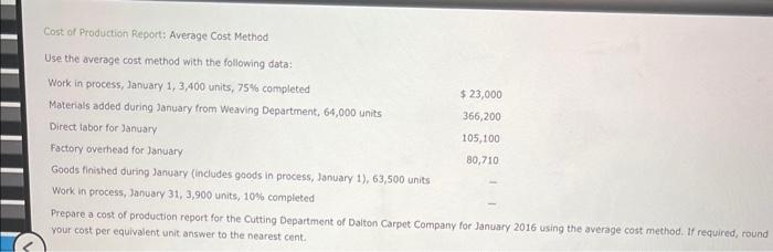 16 using the average cost method. If required, round For the