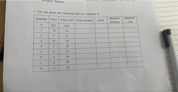 perfectly competitive firm. II's production function is as follows: answer, ) Numban