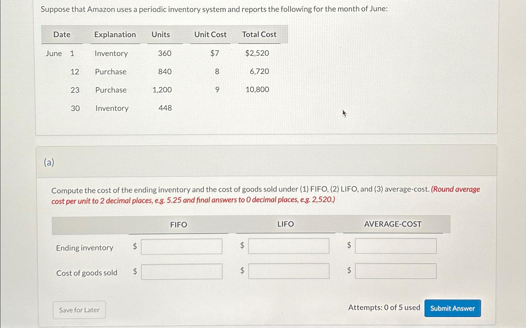  Suppose that Amazon uses a periodic inventory system and reports the