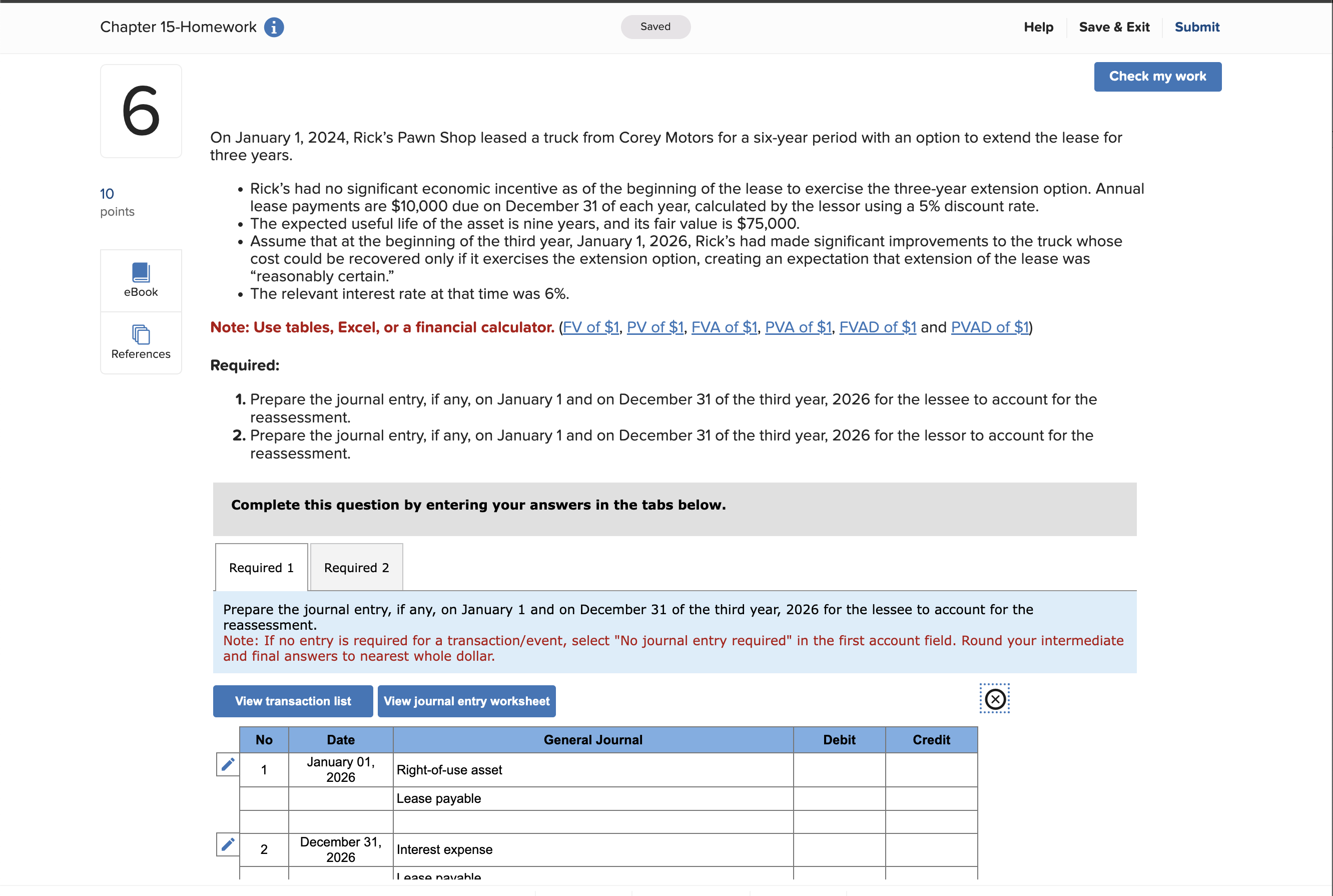  On January 1,2024, Rick's Pawn Shop leased a truck from Corey
