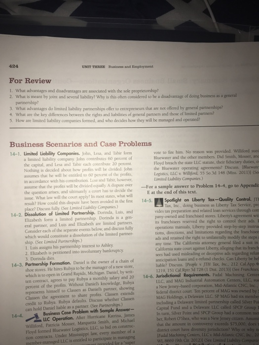  Please answer question 2 and 4 424 UNIT THREE Business and