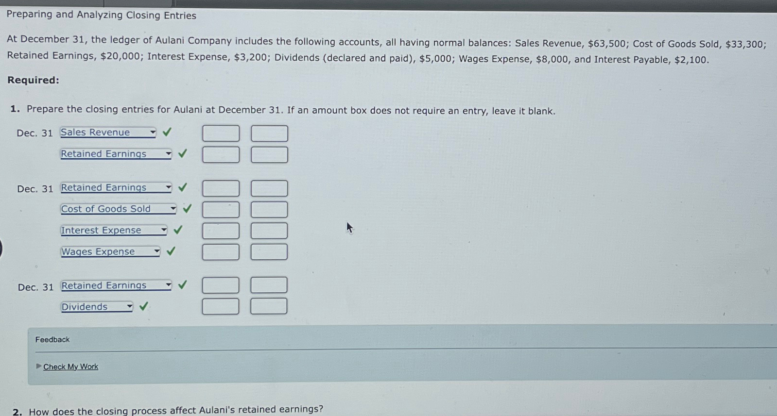  Preparing and Analyzing Closing Entries At December 31, the ledger of