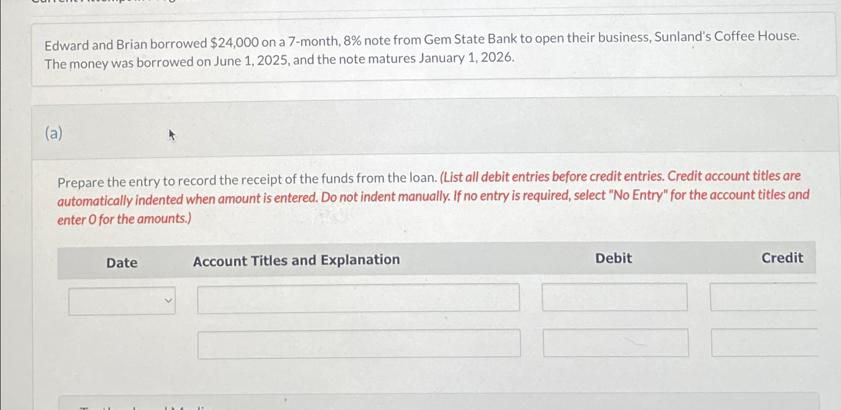  Edward and Brian borrowed $24,000 on a 7-month, 8% note from