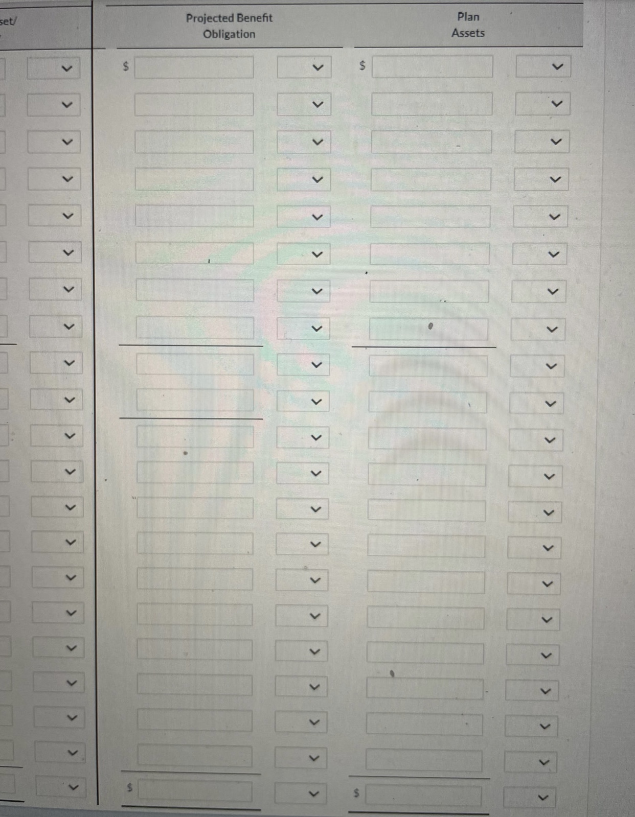 pension plan for 2025 and 2026. (The drop-down boxes have the options