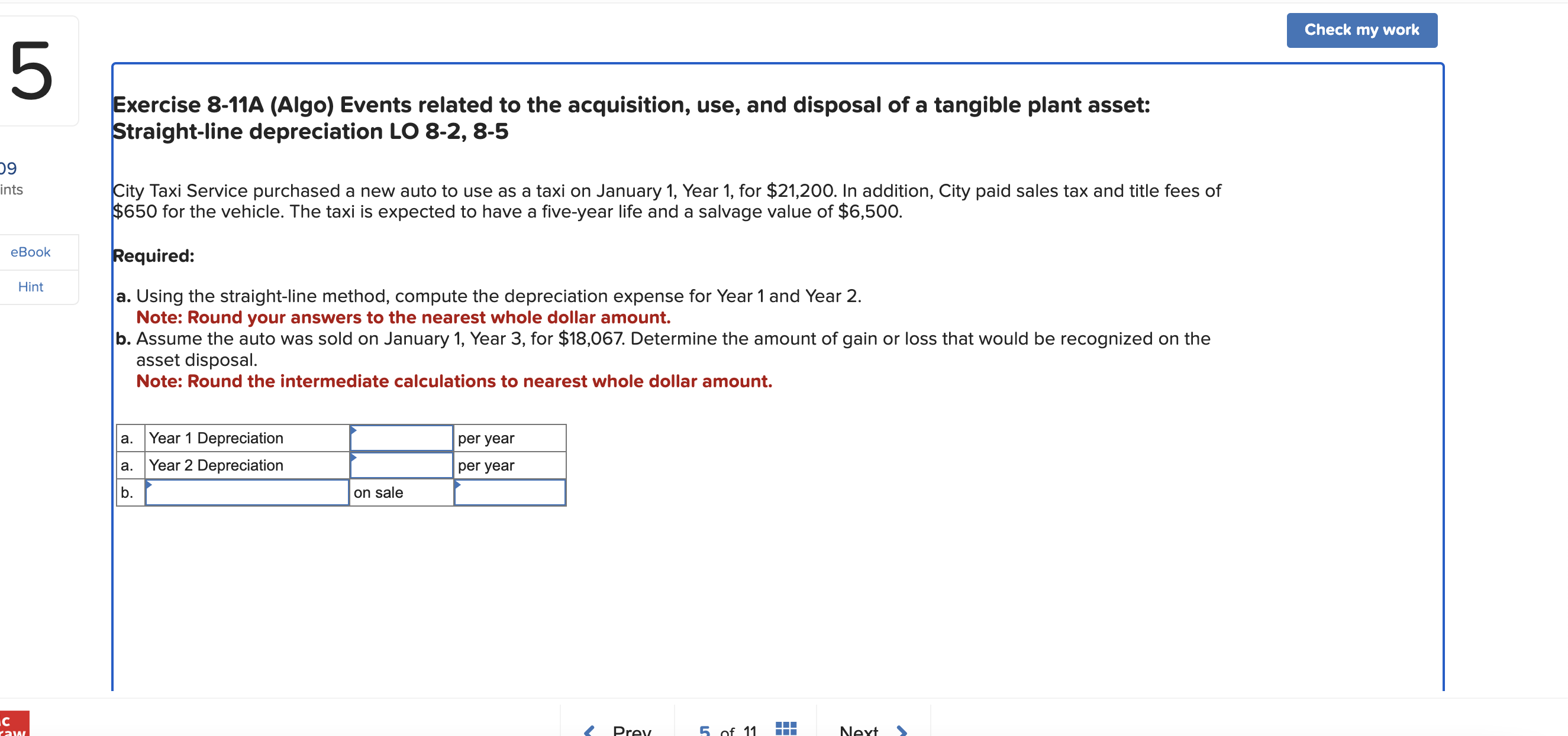  Exercise 8-11A (Algo) Events related to the acquisition, use, and disposal