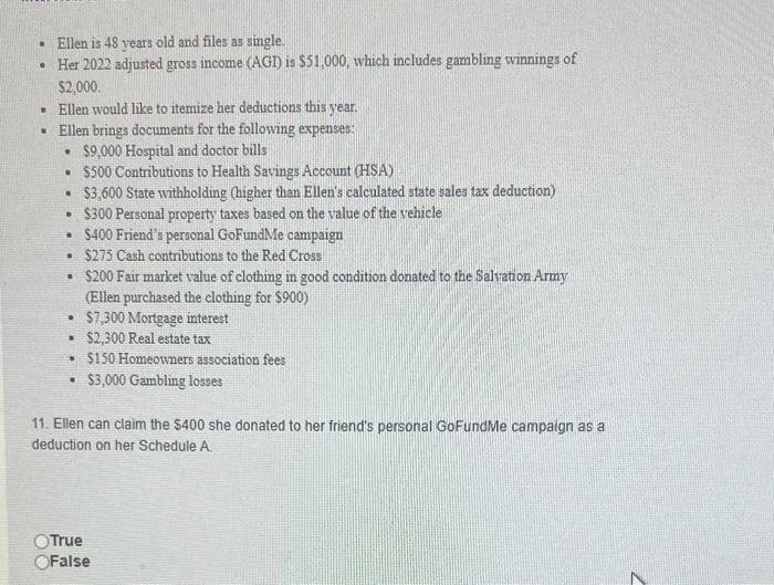  - Ellen is 48 years old and files as single. -