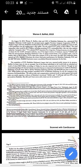 Please read the Warren Buffett case you received via email and