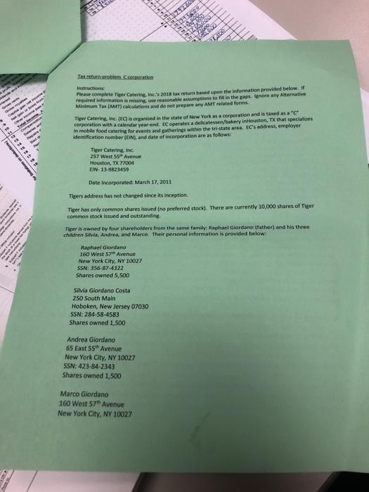  ormation is missing, use reasonable assumptions to fill n the gaps.