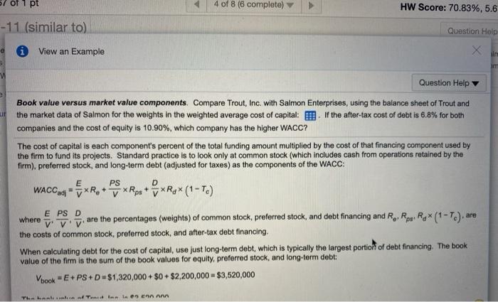 8 (6 complete) HW Score: 70.83%, 5.67 of 8 pts Question Help