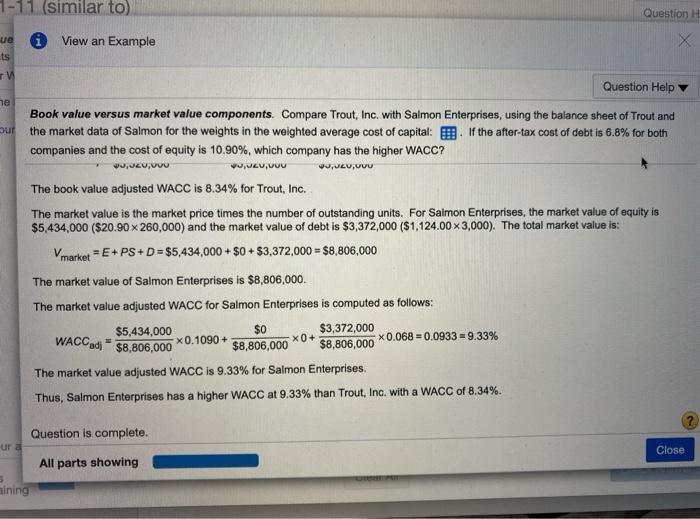market data of Salmon for the weights in the weighted average cost