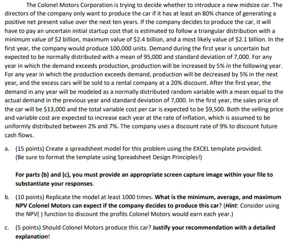each spreadsheet in Microsoft excel. 3D4U, Ltd., a small manufacturing firm specializing