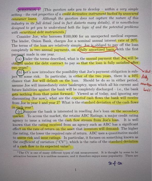  QUESTION 1: [This question asks you to develop - within a