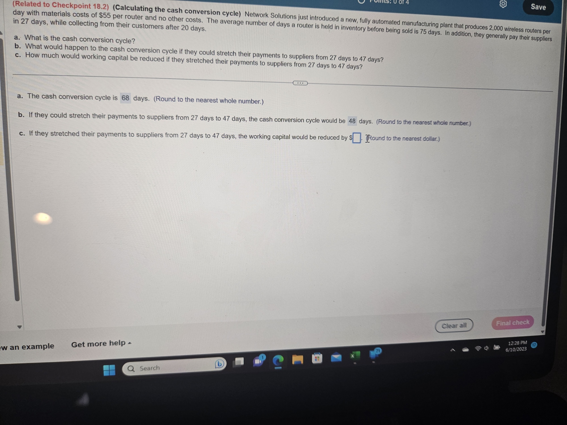 8.2) (Calculating the cash conversion cycle) Network Solutions just introduced a