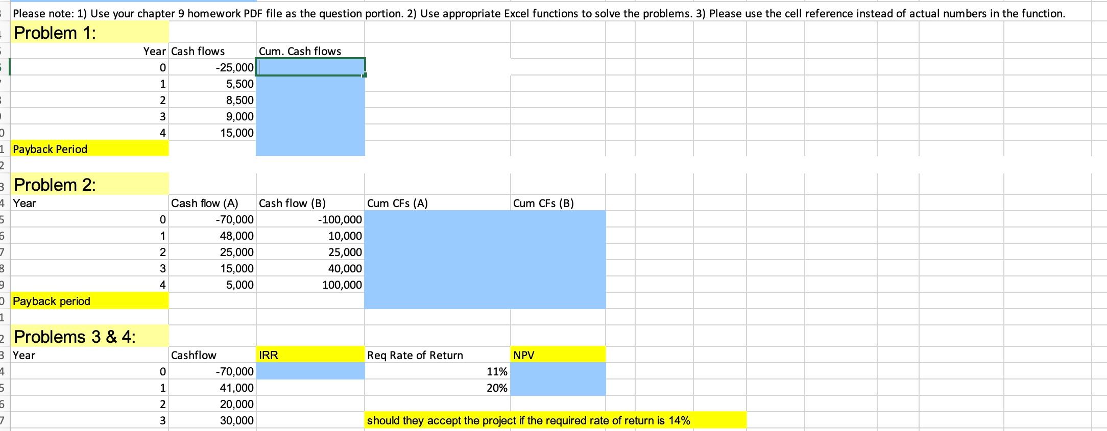 - Please note: 1) Use your chapter 9 homework PDF file