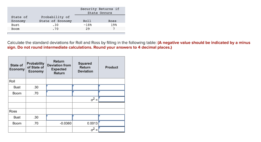 (Do not round intermediate calculations. Enter your answers as a percent rounded