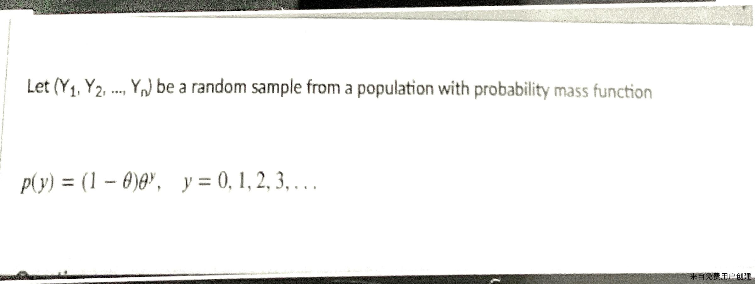 y2 =2 Let (Y1, Y2, ..., Y) be a random sample from