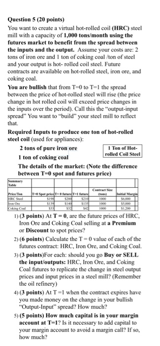  Question 5 (20 points) You want to create a virtual hot-rolled