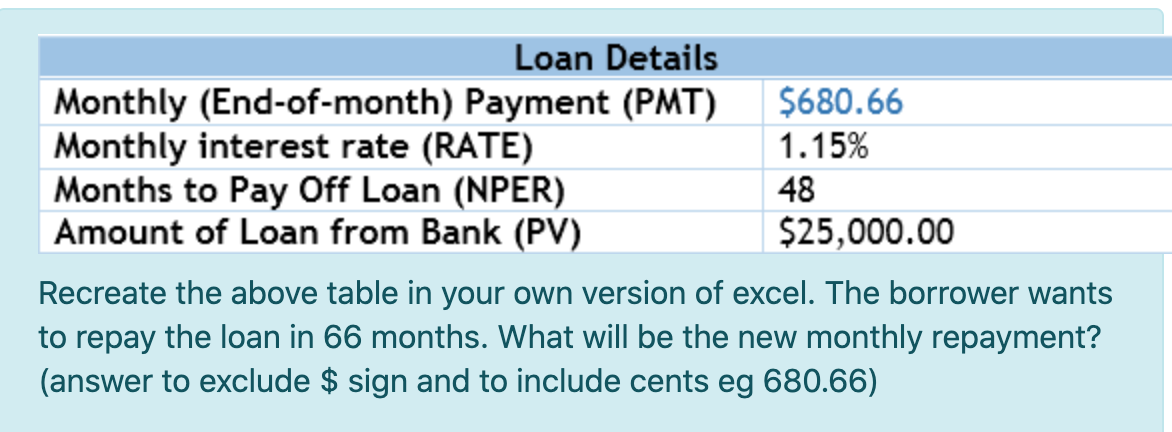 1.The PMT function in Excel calculates: Select one: a. the payment amount