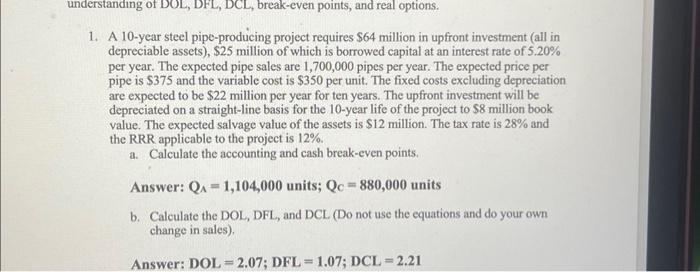 need help understanding how to get the EBIT. it says fixed cost