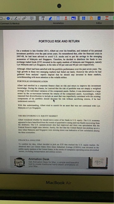  T a Comment & Markup Annotation Editor PORTFOLIO RISK AND RETURN