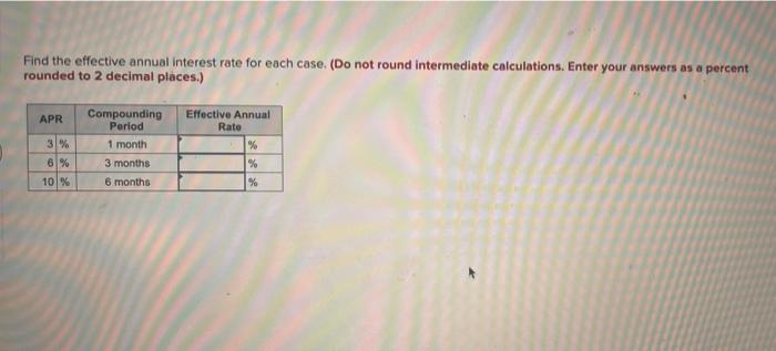  Find the effective annual Interest rate for each case (Do not