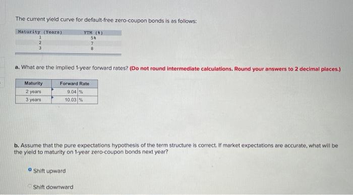  Only E, F, G please & D The current yield curve
