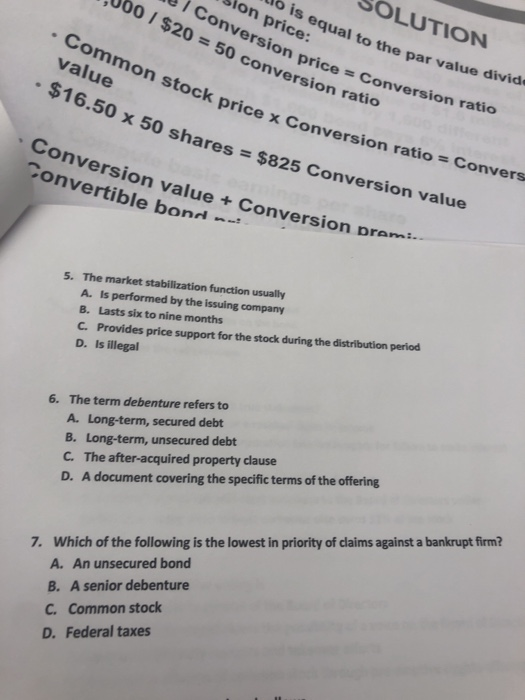  SOLUTION equal to the par value divid Sion price: UTION e