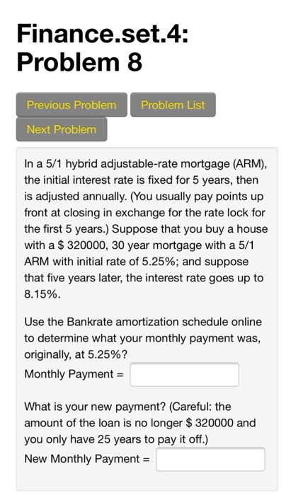  Finance.set.4: Problem 8 Previous Problem Problem List Next Problem In a