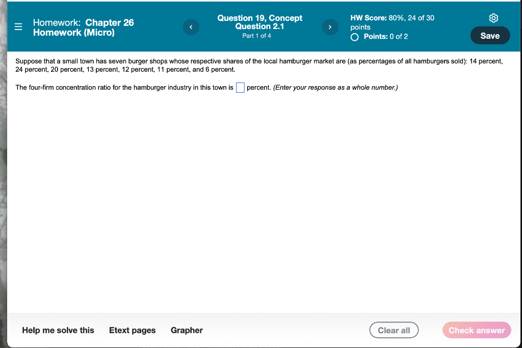 Suppose that a small town has seven burger shops whose respective