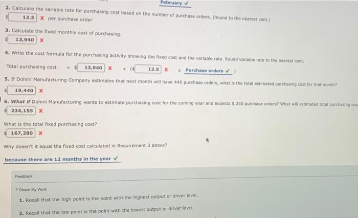 Company had the following 12 months of data on purchasing cost and