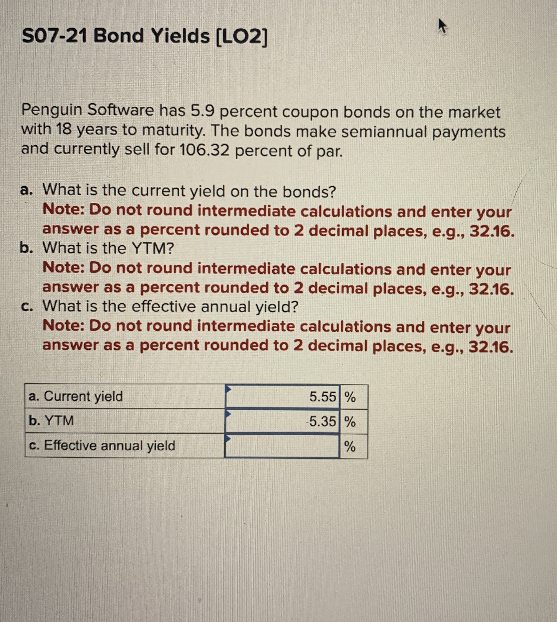  S07-21 Bond Yields [LO2] Penguin Software has 5.9 percent coupon bonds