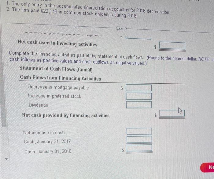 only entry in the accumulated depreciation account is for 2018 depreciation. 2.