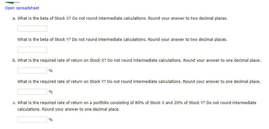 Return You have observed the following returns over time: Assume that the