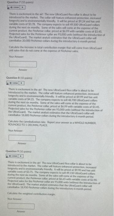 please answer all three and show step by step Question 7(10 points