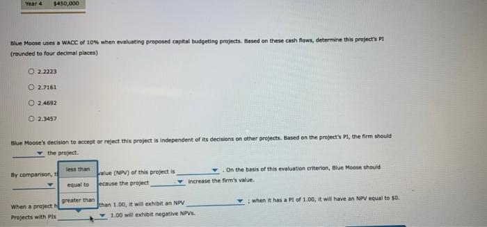 A project's Pl value can be interpreted to indicate a project discounted