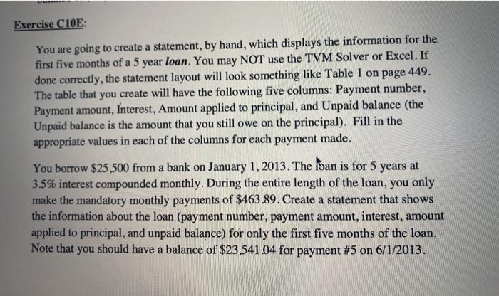  Exercise C10E: You are going to create a statement, by hand,