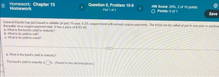  = Homework: Chapter 15 Homework Question 6, Problem 15-9 Part 1