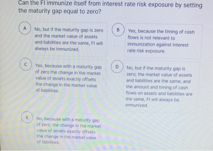  Can the Fl immunize itself from interest rate risk exposure by