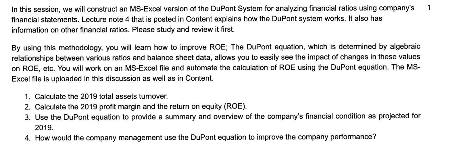  1 In this session, we will construct an MS-Excel version of