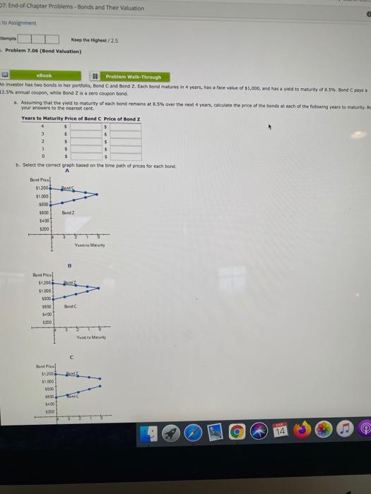  3: End-of-Chapter Problems-Bonds and Their Valuation to Assignment Temple Keep the