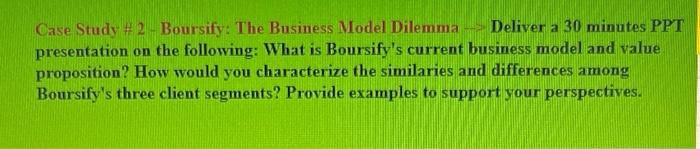  Case Study # 2 - Boursify: The Business Model Dilemma Deliver