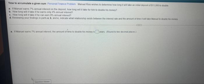  Time to accumulate a given sum Personal Finance Problem Manuel Rios