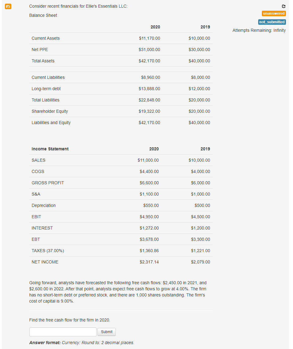 1.2. 3. #5 Consider recent financials for Ellie's Essentials LLC: Balance Sheet