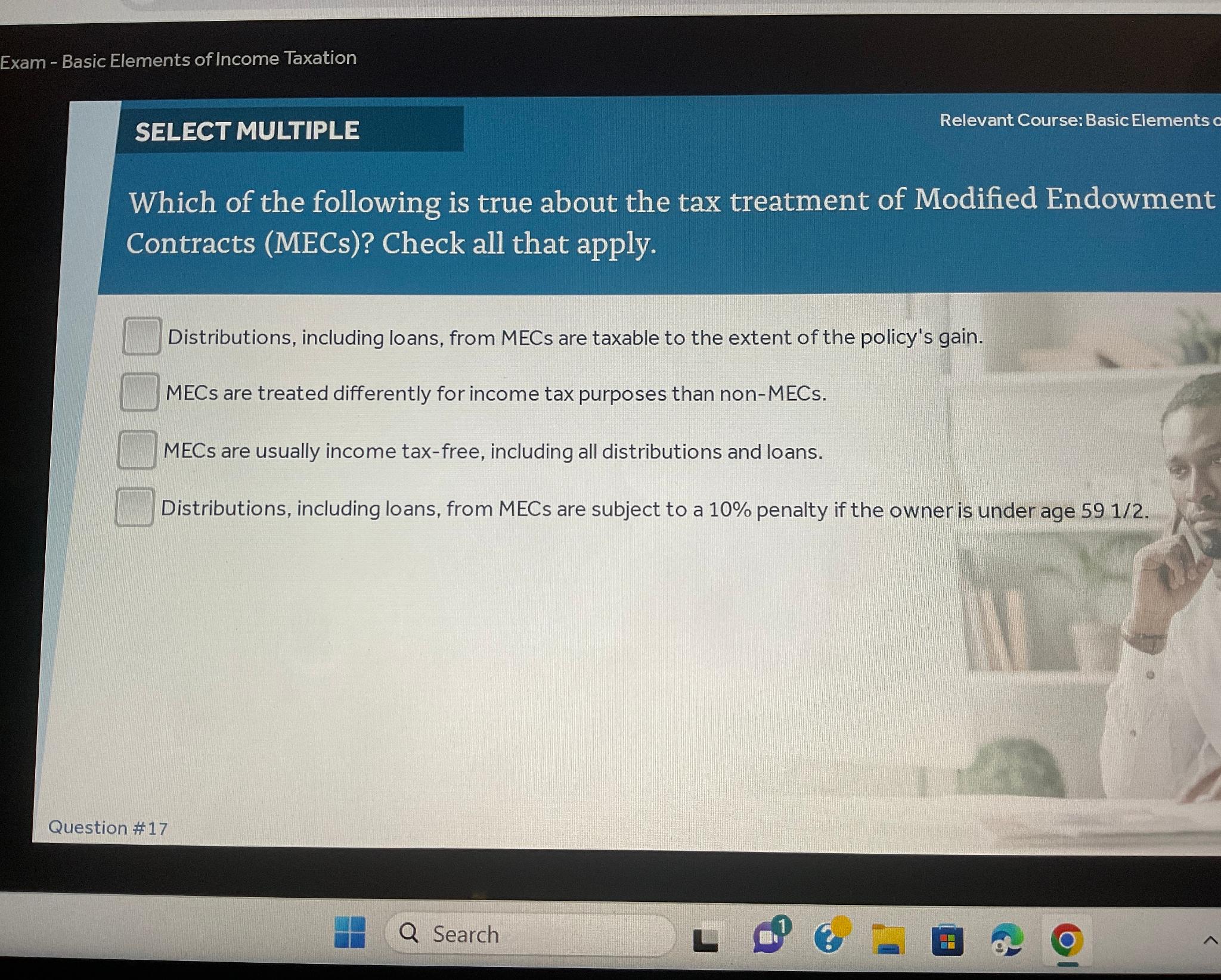  Exam - Basic Elements of Income Taxation SELECT MULTIPLE Relevant Course:Basic