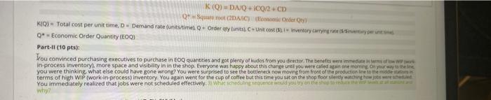 with also Part (pts) You were called on to the production for